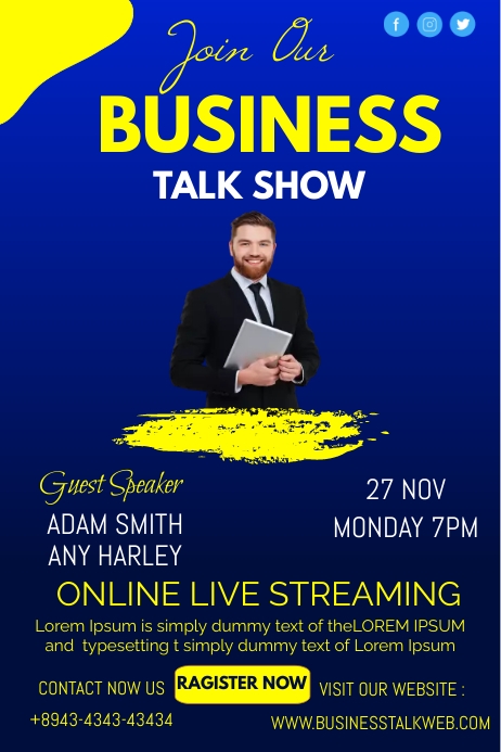 Business talkshow program Template | PosterMyWall