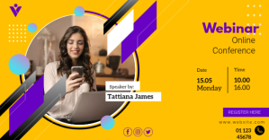 Business Webinar Online Conference Изображение, которым поделились на Facebook template