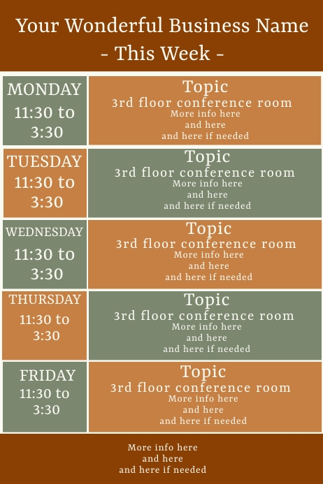 Weekly Local Guide Posts Business Weekly Events Calendar Template | PosterMyWall