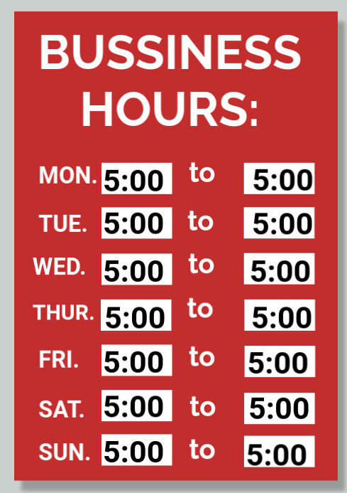 Bussiness Hours Template PosterMyWall