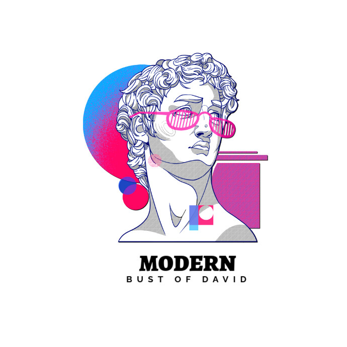 Bust of david modern art logo Logótipo template