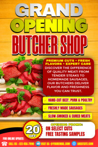 Rojo Butcher Shop Grand Opening Poster Template