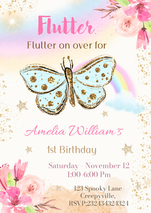 butterfly birthday invitations Template | PosterMyWall