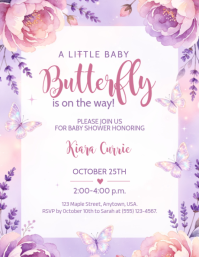 Butterfly Floral Baby Shower Invitation Flyer Folder (US Letter) template