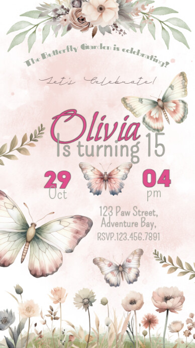 Butterfly Invitation Instagram 快拍 template