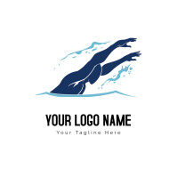 Butterfly Stroke Swimming Illustration Logo template