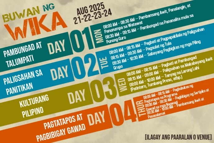 Buwan Ng Wika Schedule Template 海报