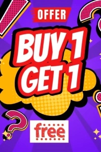 buy 1 get 1 Plakkaat template