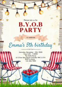 BYOB bring your board Party Invitation A6 template