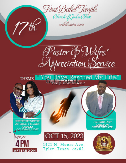 FBT 17th Pastor and Wife Appreciation Service Flyer (US Letter) template