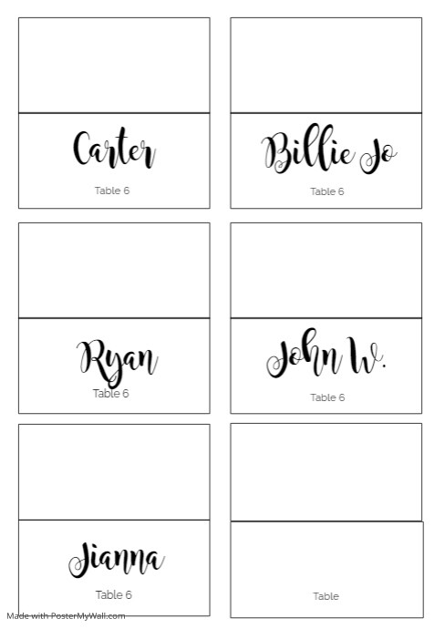 Place Cards PosterMyWall