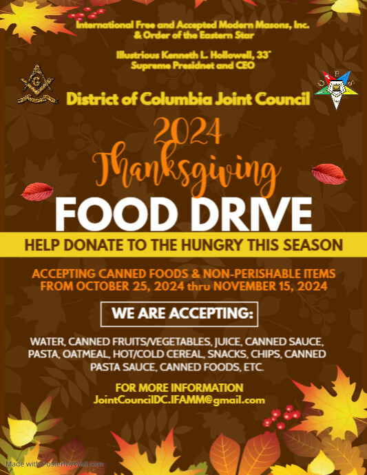 Ifamm IFAMM Thanksgiving Food Drive | PosterMyWall