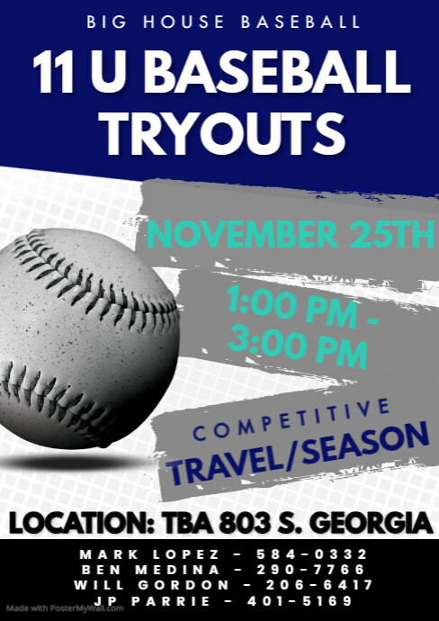 Baseball tryout Flyers | PosterMyWall
