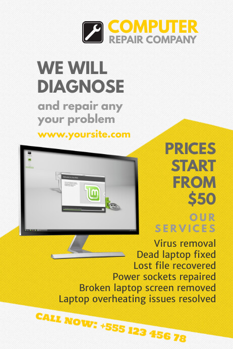 Computer Repairing Poster Computer Repair Flyer Template | PosterMyWall