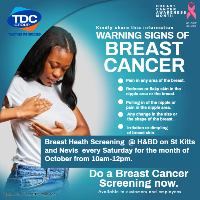 Breast Cancer Warning Signs Post Template PosterMyWall