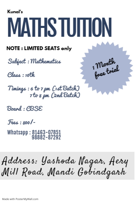 Math Tuition Flyer Template | PosterMyWall
