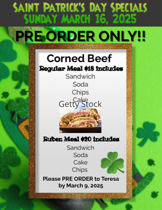 Saint Patrick’s Day Restaurant Menu Special | PosterMyWall