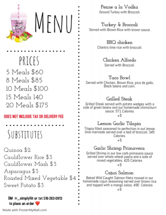 Copy of Copy of Menu | PosterMyWall