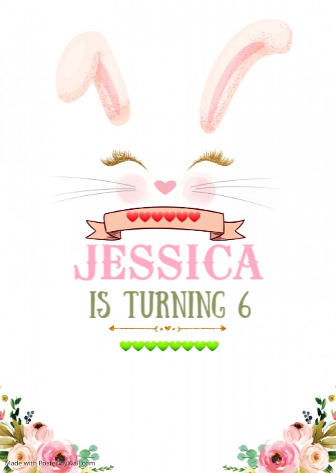 Copy of Salinan Bunny rabbit birthday invitation | PosterMyWall