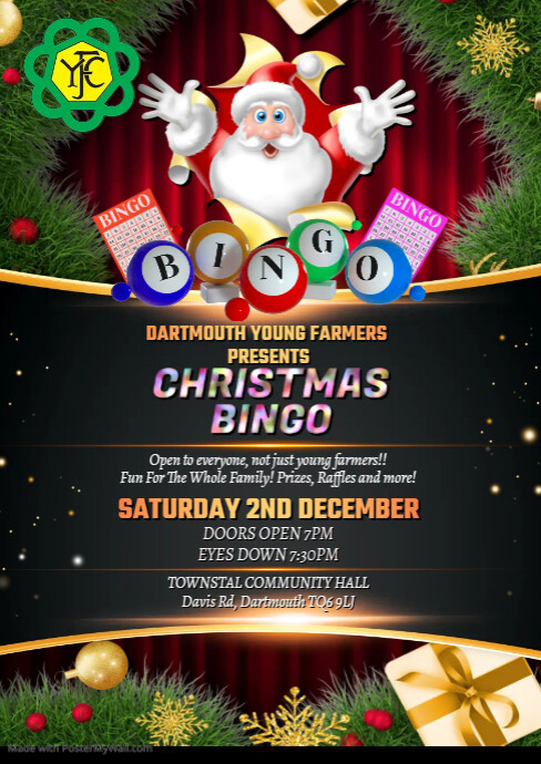 Christmas Bingo Night Party Flyer Design A4 template