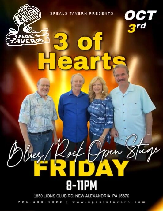 3 of Hearts Host Blues/Rock Open Stage at Speal's