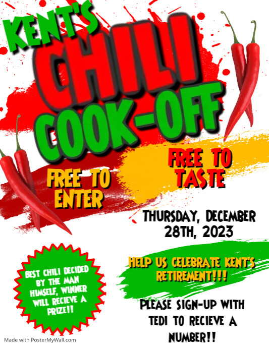 White Cook Off Contest Flyer | PosterMyWall