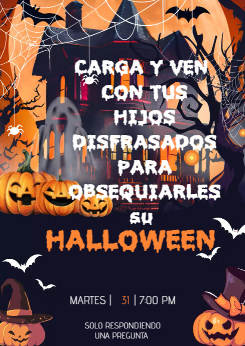 Orange Black Modern Halloween Party Poster | PosterMyWall