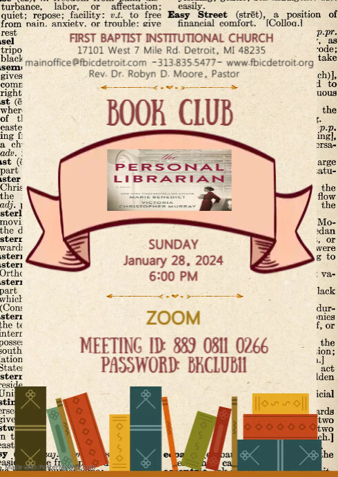 Library theme party invitation A6 template