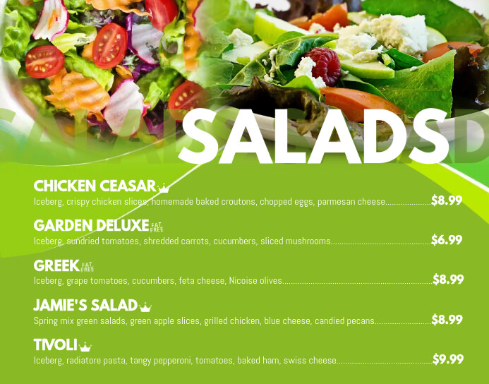 Salata Menu.pdf Salads Poster Menu Template | PosterMyWall