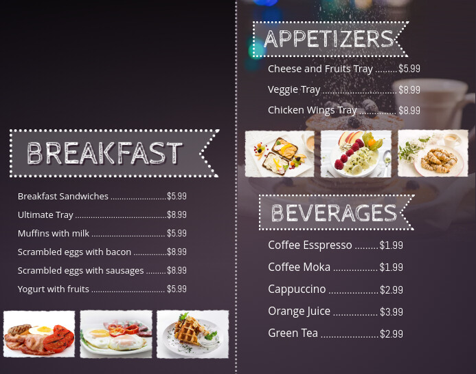 Breakfast Poster Menu Template Plakat/tablica ścienna