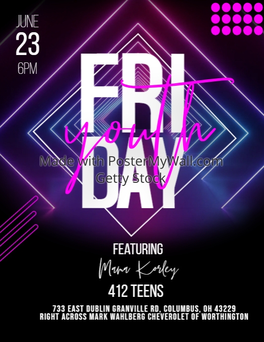 Neon Geometric Youth Night Ministry Flyer | PosterMyWall