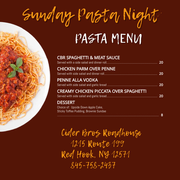 Pasta Restaurant Menu Template PosterMyWall