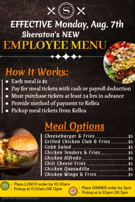 Employee Meals Pinterest Graphic template