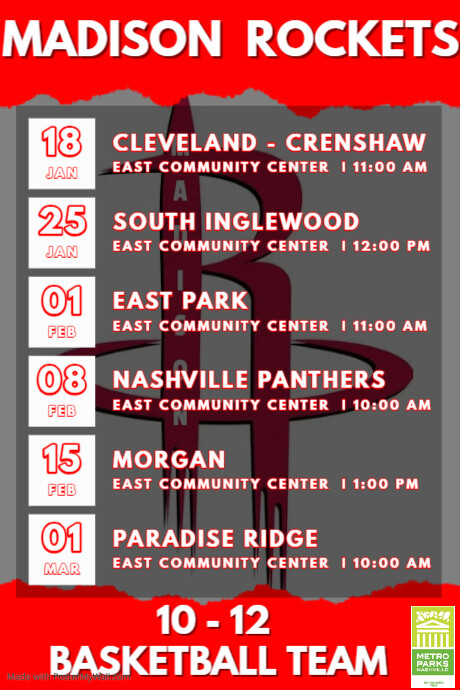 Sports Team Schedule | PosterMyWall