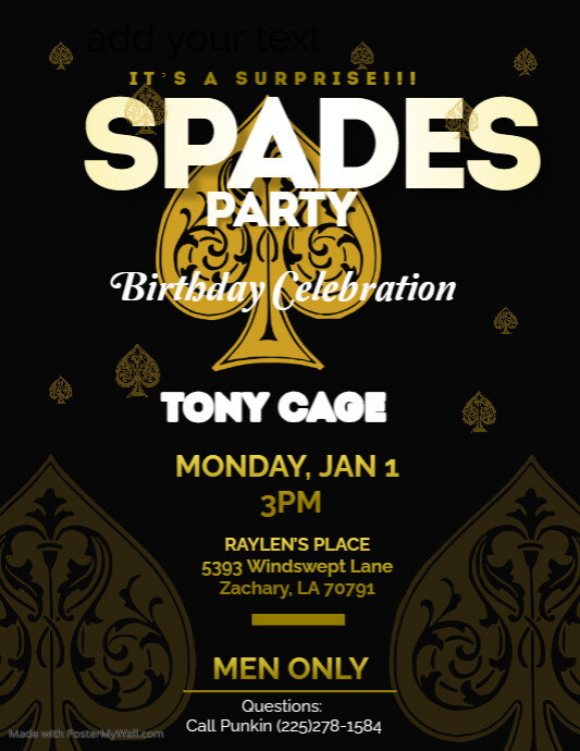 Spades Tournament Flyer PosterMyWall