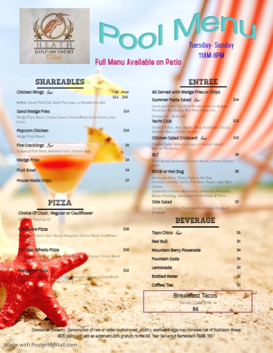 Copy of Pool Menu | PosterMyWall