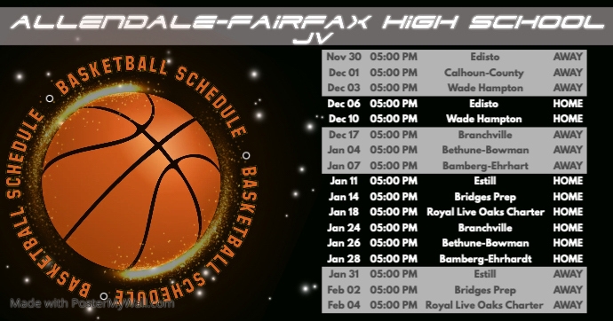 Copy of High School Basketball Schedule | PosterMyWall