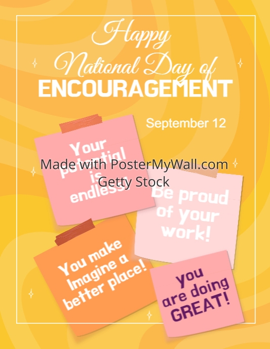 Yellow Minimalistic Day of Encouragement | PosterMyWall