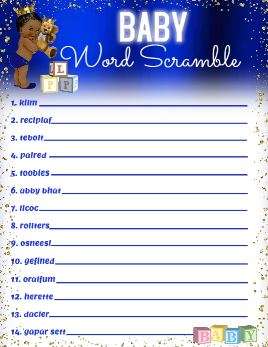 Copy of Baby Word Scramble | PosterMyWall