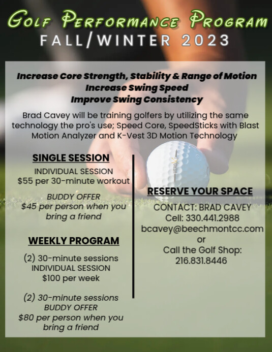Golf Program Samples Golf Performance Program | PosterMyWall
