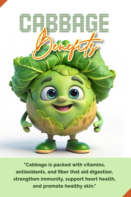 White Cabbage Benefits Posters Template | PosterMyWall