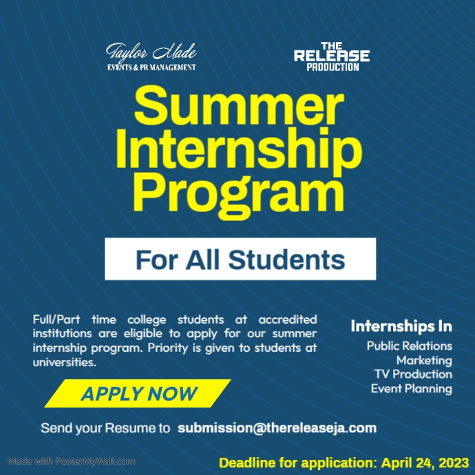 Summer Internship Program Ad Post Template | PosterMyWall