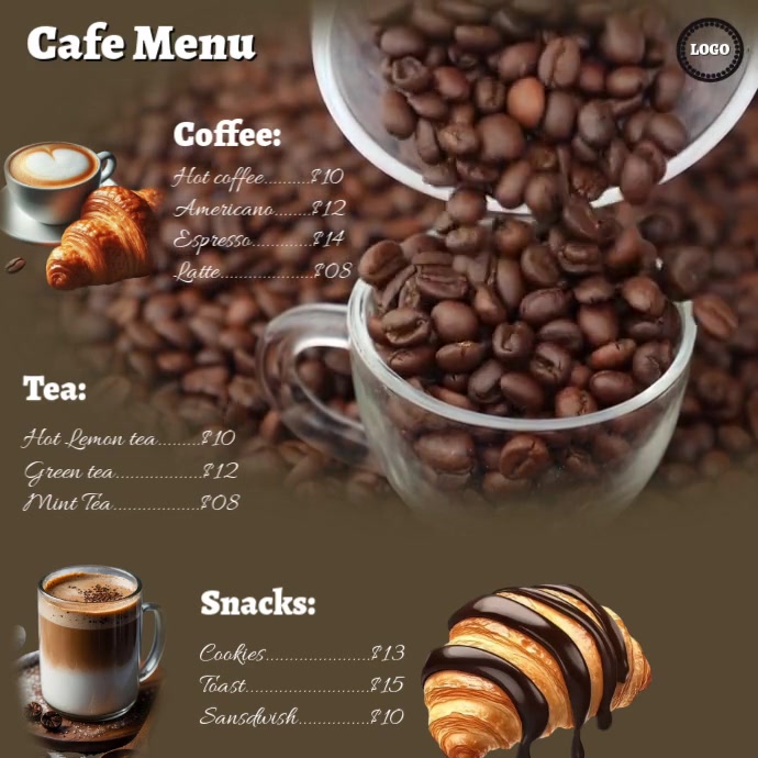 Menu Caffe Café menu Template | PosterMyWall