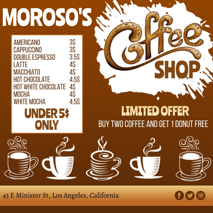 Cafe, Coffee Shop Wpis na Instagrama template