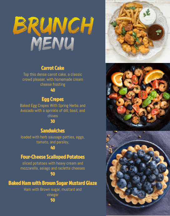 Cafe brunch menu Template PosterMyWall