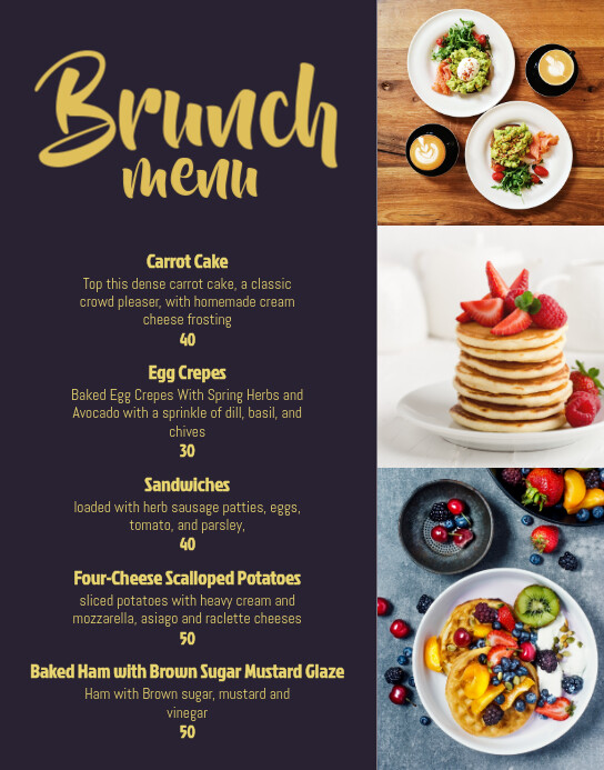 Cafe brunch menu Template PosterMyWall