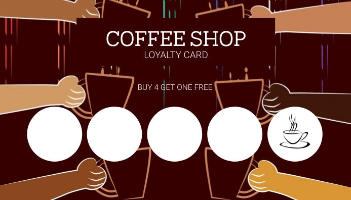 Cafe Coffee shop Loyalty Card Template Besigheidskaart