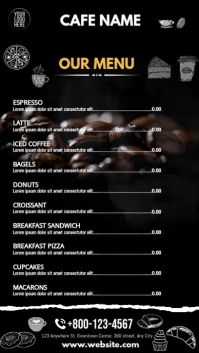 สีดำ Cafe Menu Tampilan Digital Template