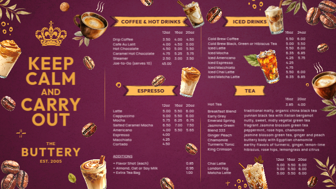 Cafe Menu Display Template