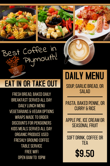 Cafe Menu Promo Poster Template Postermywall